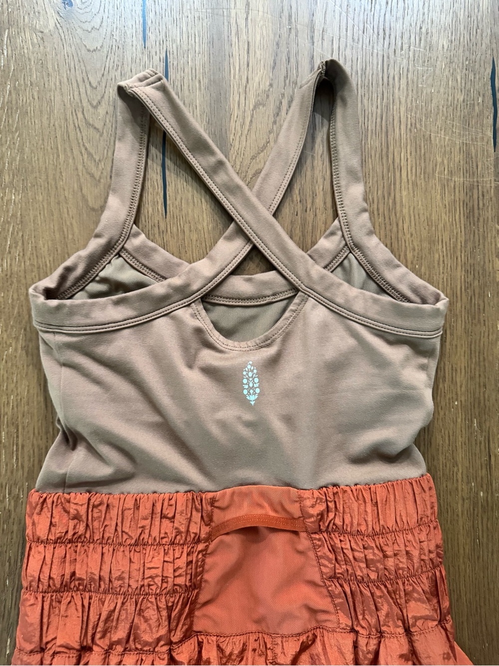 Free People Movement Brown & Burnt Orange Skort Romper XS - Picture 4 of 6